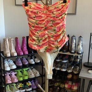 Zara Floral Pink and Cream Bodysuit